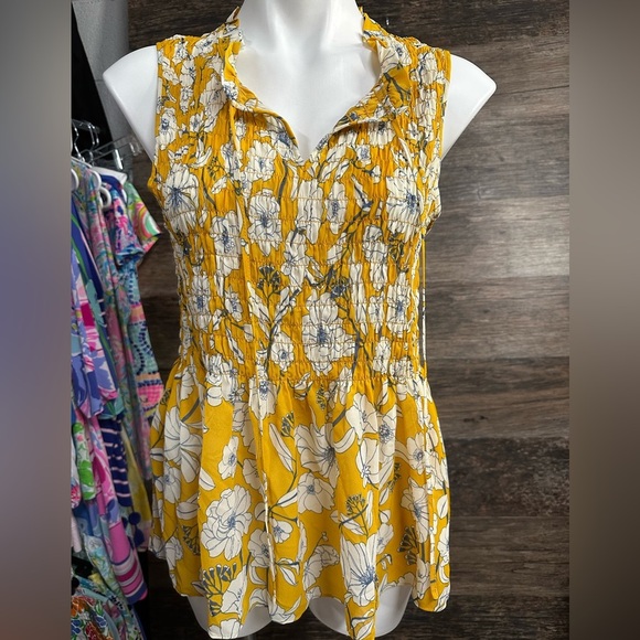 Cynthia Rowley Yellow Floral Tank Top - Picture 1 of 7